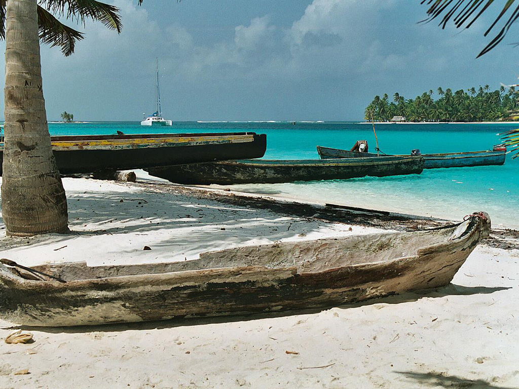 Dugout canoes in San Blas